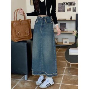 Chân váy jeans dáng dài siêu xinh phù hợp đi học, đi chơi hot hit CV4