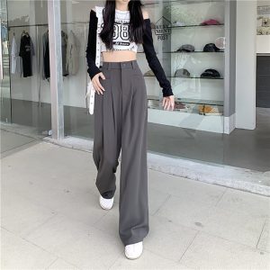 Quần ống rộng xuông dài, nút khóa chắc chắn phong cách Hàn Quốc phù hợp đi làm, đi chơi, dễ phối đồ QU1